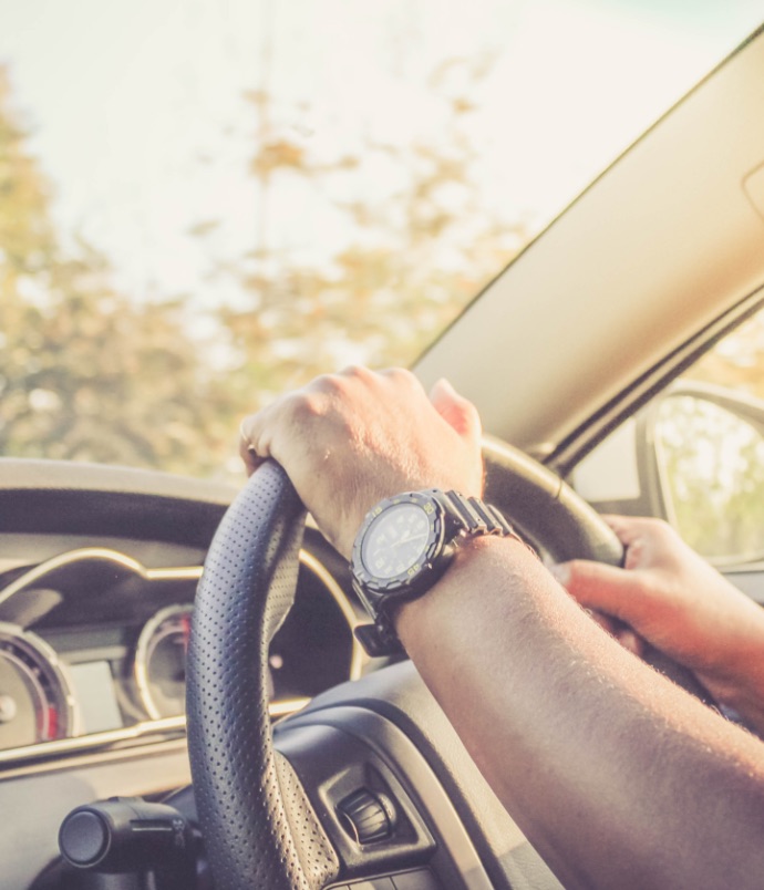 Hands on steering wheel